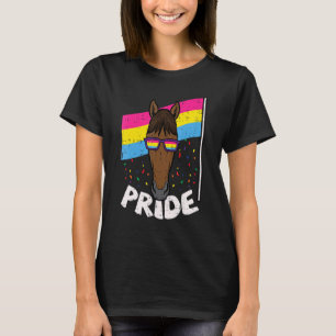 Camiseta Óculos de Sol Cavalo Bandeira Pansexual Orgulho Co
