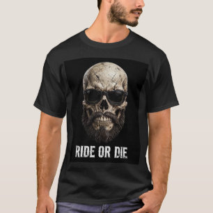 CAMISETA ÓCULOS DE SOL CAVEIRA DE MOTOCICLISTA BARBUDO RIDE