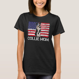 Camiseta Óculos de sol Collie Mãe Bandeira Americana