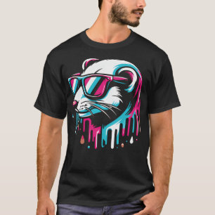 Camiseta Óculos de Sol Coloridos de Doninha Arte Legal