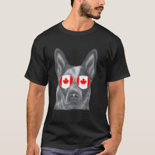 Camiseta Óculos de sol com a bandeira do Canadá do cão de g