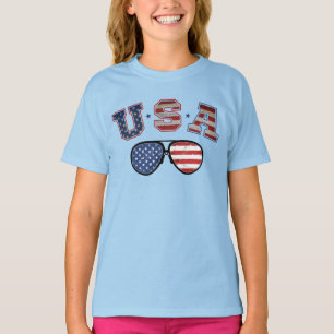 Camiseta Óculos de sol com bandeira americana dos EUA para
