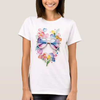 Camiseta Óculos de sol com flores