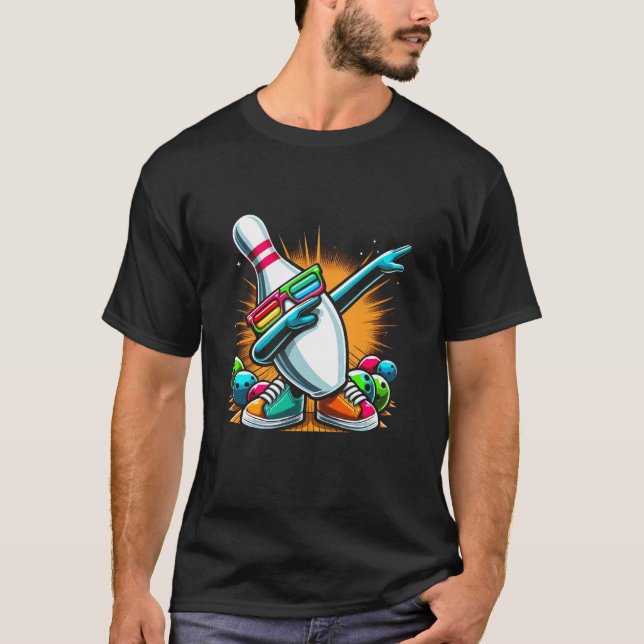 Camiseta Óculos de sol com pinos de bowling dançando Dabbin (Frente)