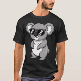 Camiseta Óculos de Sol com Rosto de Coala Engraçado Coala