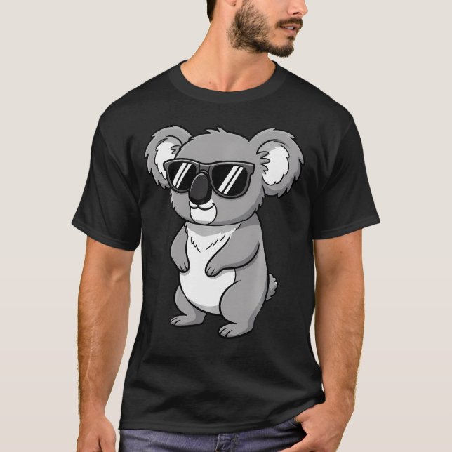 Camiseta Óculos de Sol com Rosto de Coala Engraçado Coala (Frente)