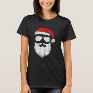 Camiseta Óculos de sol com rosto do Papai Noel com chapéu b