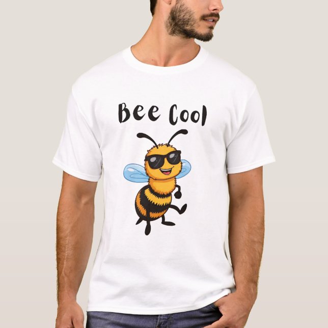 Camiseta Óculos de Sol Cool Bee Inseto Engraçado (Frente)