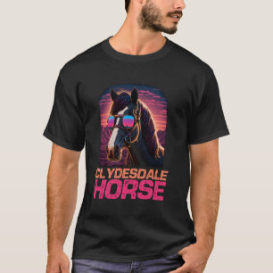 Camiseta Óculos de Sol Cool Retro Pôr do Sol Cavalo Clydesd