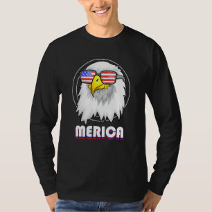 Camiseta Óculos de sol Cool Us Flag 4 de Julho Merica Águia