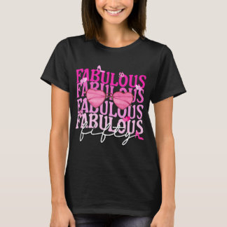 Camiseta Óculos de sol, cor-de-rosa, fabulosos 50