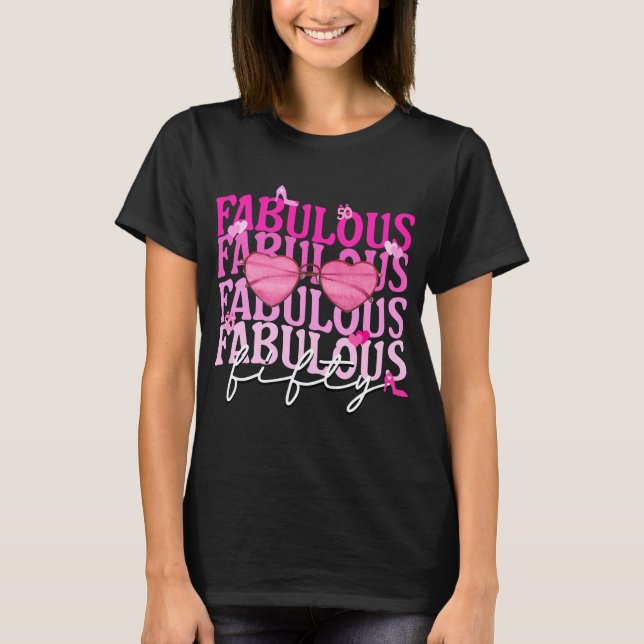 Camiseta Óculos de sol, cor-de-rosa, fabulosos 50 (Frente)