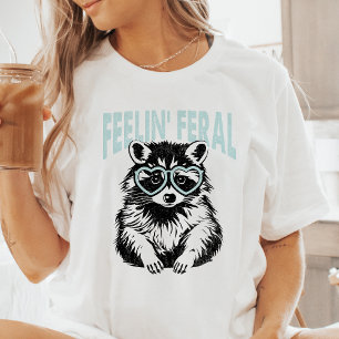 Camiseta Óculos de Sol Coração Selvagem Guaxinim Feelin' Fe