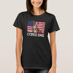 Camiseta Óculos de Sol Corgi Pai Bandeira Americana EUA Cac