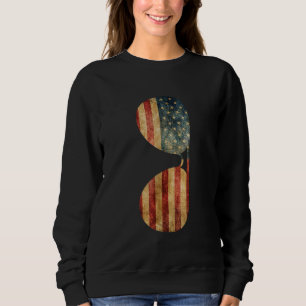 Camiseta Óculos de sol da bandeira americana danificada pat