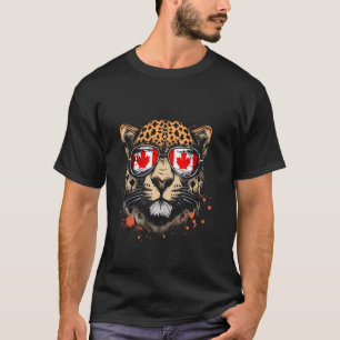 Camiseta Óculos de sol da bandeira canadense Leopard Canadá