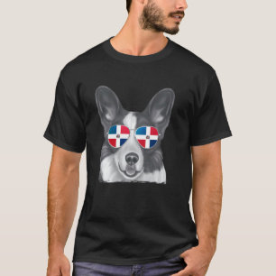 Camiseta Óculos de Sol da Bandeira Dominicana do Cão Cardig