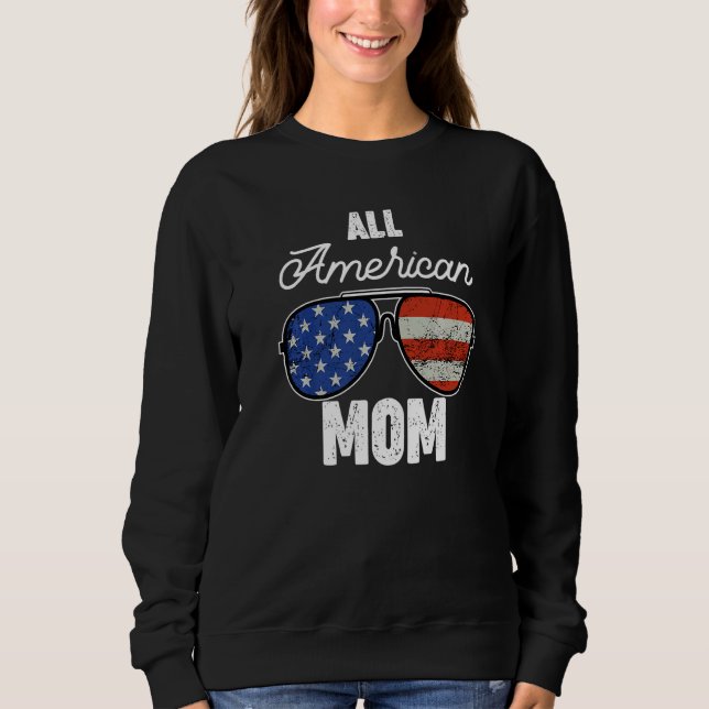 Camiseta Óculos de sol da bandeira dos EUA da mamãe All Ame (Frente)