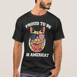 Camiseta Óculos de sol da bandeira dos EUA gato Orgulhoso p