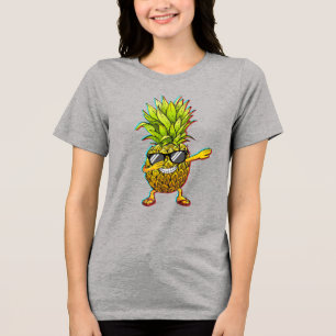 Camiseta Óculos de sol de abacaxi Dabbing Glitch Arte de Ve