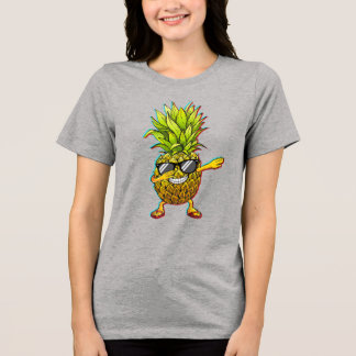 Camiseta Óculos de sol de abacaxi Dabbing Glitch Arte de Ve
