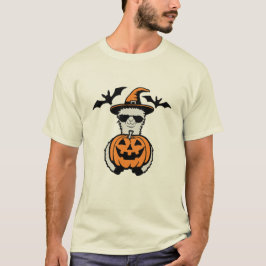 Camiseta Óculos de sol de abóbora de Halloween Llama Cool c