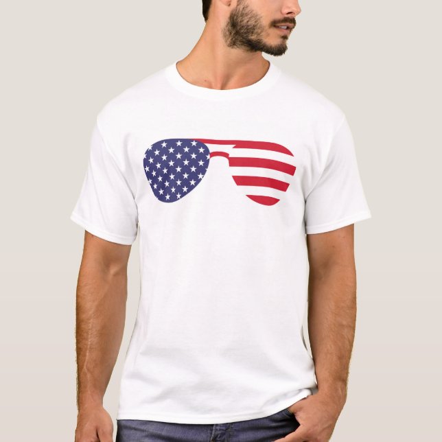 Camiseta Óculos de sol de bandeira americana (Frente)