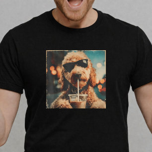 Camiseta Óculos de Sol de Cachorro Engraçado Goldendoodle B