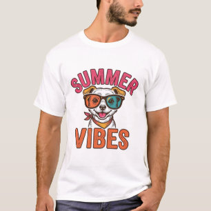Camiseta Óculos de Sol de Cachorro Vibrações de Verão Camis