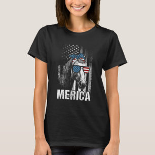 Camiseta Óculos de Sol de Cavalo Animal Bandeira American