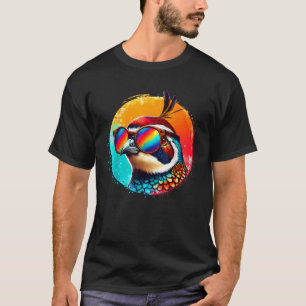 Camiseta Óculos de sol de codorna Cool Tie Dye Ilustração d