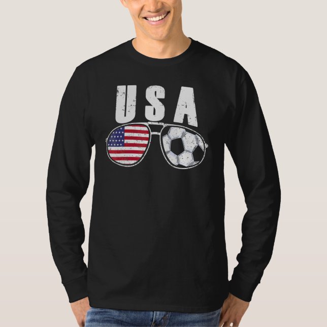 Camiseta óculos de sol de futebol americano usa é fã de fut (Frente)
