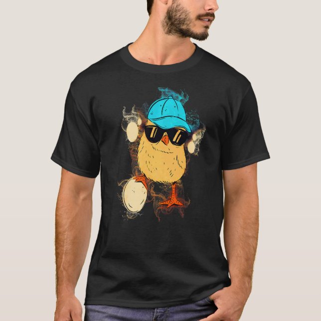 Camiseta Óculos de Sol de Galinha de Arte de Salpicos de Ág (Frente)