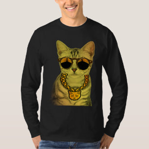Camiseta Óculos de sol de gângster Thug Chain Gansta Cat  K