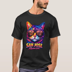 Camiseta Óculos de Sol de Gatinho de San Jose, Moda, Divert