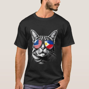 Camiseta Óculos de Sol de Gato Design Filipinas Bandeira do