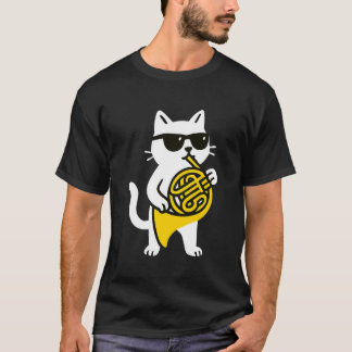 Camiseta Óculos de Sol de Gato Fofo Tocando Música de Tromp