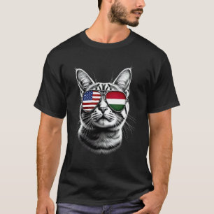 Camiseta Óculos de Sol de Gato Húngaro dos EUA Design Hungr