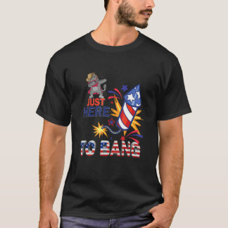 Camiseta Óculos de Sol de Gato Só Aqui Para Explodir Fogos 