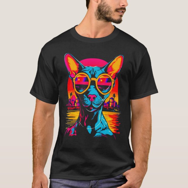 Camiseta Óculos de sol de gatos sem pêlos Esfinge (Frente)