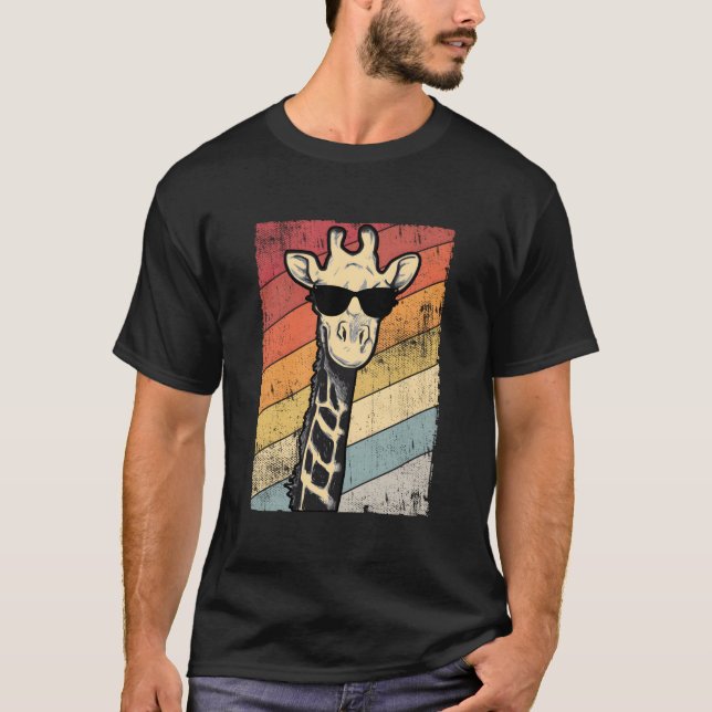 Camiseta Óculos de Sol de Girafa Animal (Frente)