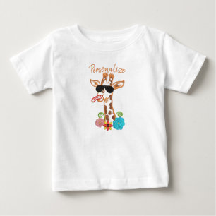 Camiseta Óculos de sol de girafa boba rosto sarcástico