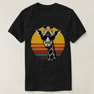 Camiseta Óculos de Sol de Girafa Engraçados Vintage Animal