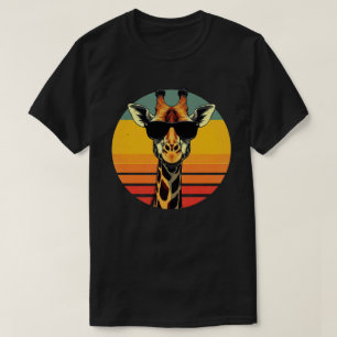 Camiseta Óculos de Sol de Girafa Engraçados Vintage Animal