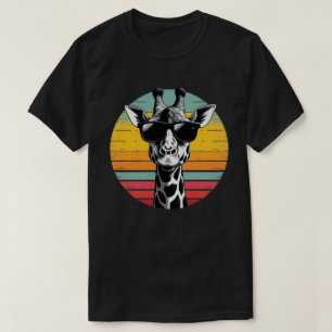 Camiseta Óculos de Sol de Girafa Engraçados Vintage Animal