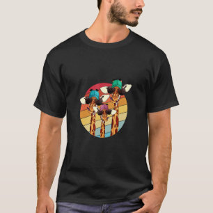 Camiseta Óculos de Sol de Girafa Vintage Retrô Animal Zooló