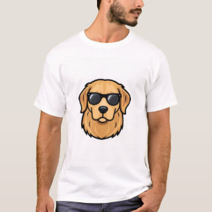 Camiseta Óculos de Sol de Golden Retriever Elegante Mascote