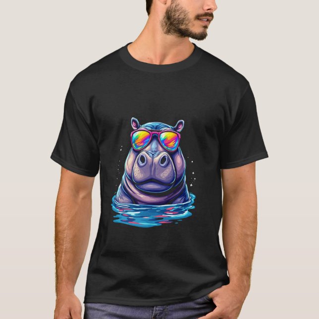 Camiseta Óculos de Sol de Hipopótamo (Frente)