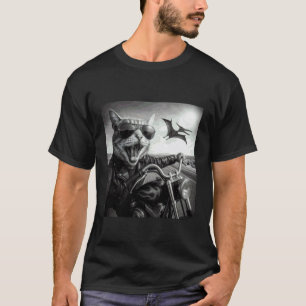 Camiseta Óculos de Sol de Moto Funny Cat Dinossauro Chase
