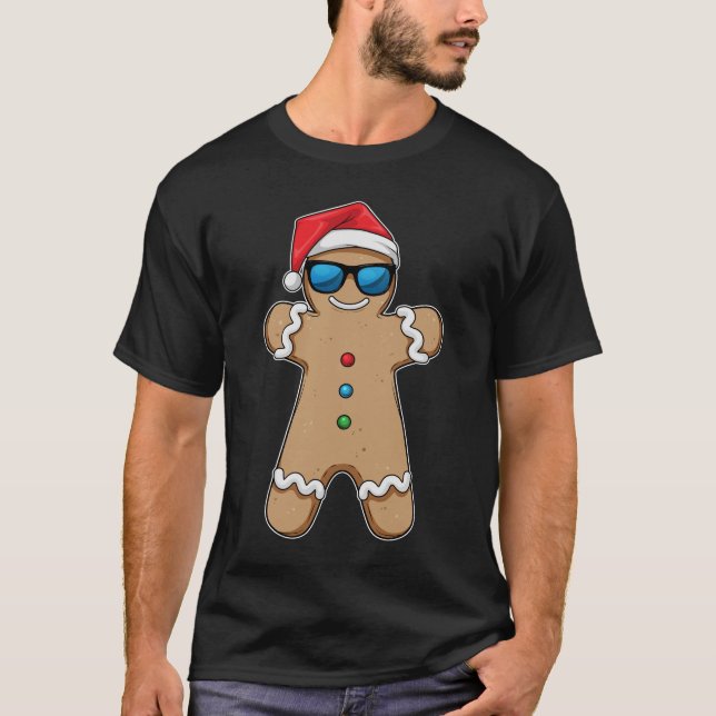Camiseta Óculos de sol de Natal do homem de gengibre (Frente)
